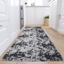 (80 x 300 cm (2 ft 6 in x 10 ft)_Long Runner, Tye Dye Grey) Nonslip Shaggy Fluffy Rugs Soft Extra Large Living Room Bedroom Carpets