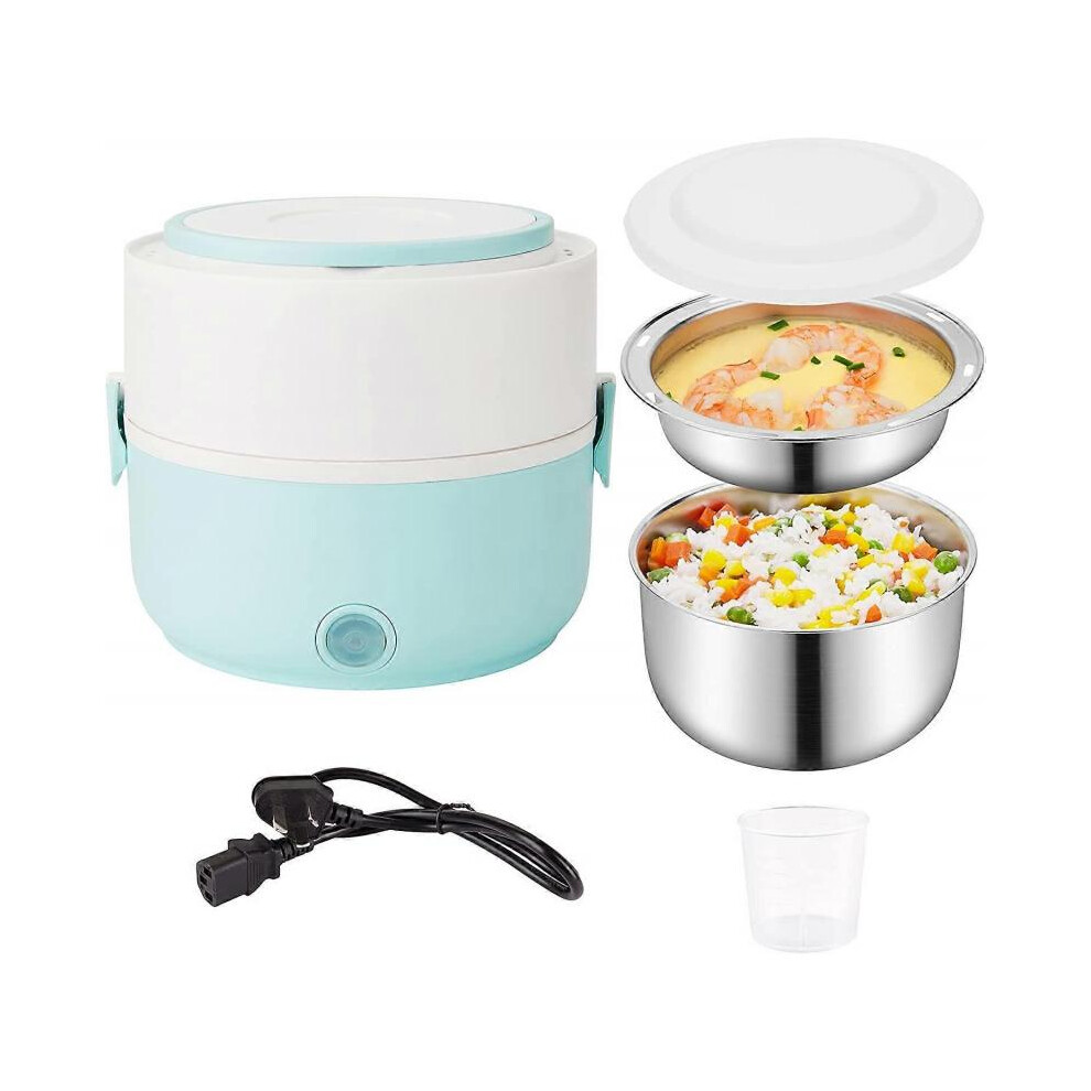 Chauffe-repas électrique pour boîte à lunch - Réchauffeur de riz amovible en acier inoxydable - (Bleu)