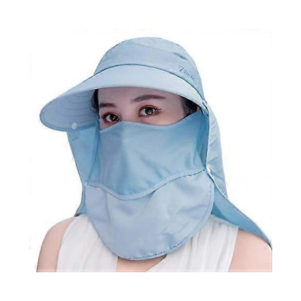 Women Sun Wide Brim UV Protection Fishing Hats Foldable Ponytail Summer Hat with Detachable Flap