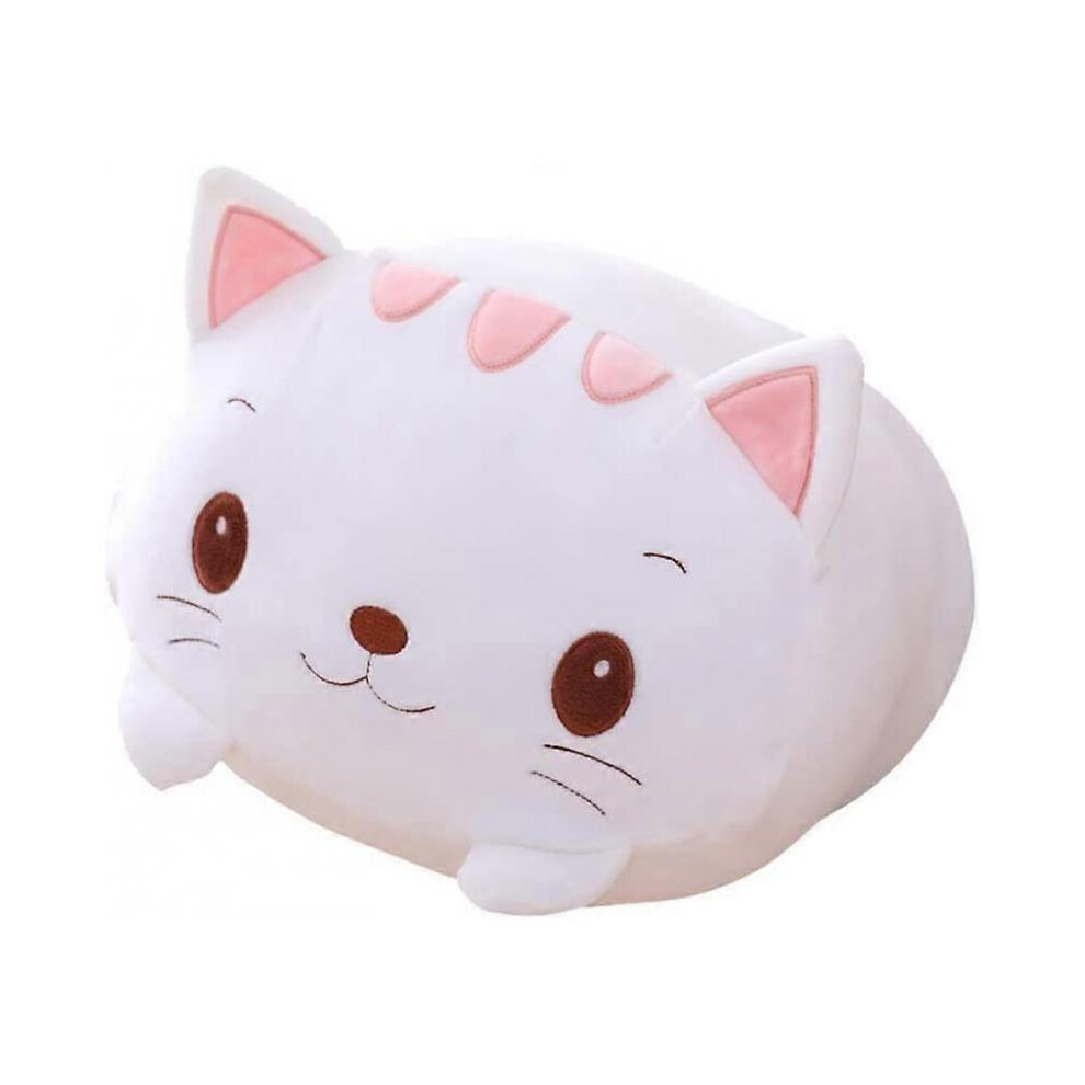 8 inch Cute White Cat Plush Stuffed Animal Cylindrical Body Pillow,Super Soft Cartoon Hugging Toy Gifts for Bedding, Kids Sleeping Kawaii Pillow