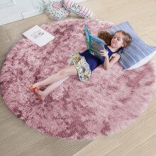 (120cm x 120cm (4ft x 4ft )_Round Rug, Tye Dye Pink) Nonslip Shaggy Fluffy Rugs Soft Extra Large Living Room Bedroom Carpets