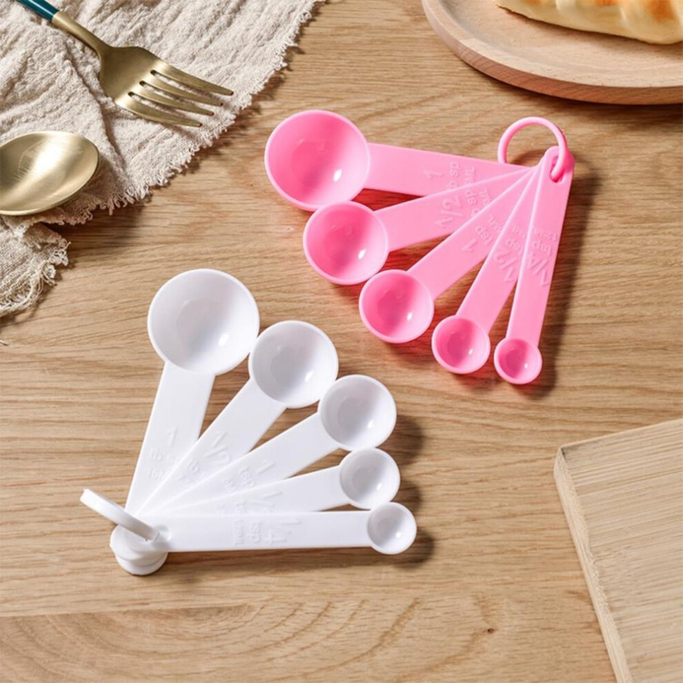 Pack Of 5 Measuring Spoons Plastic Stackable Tablespoon Home Dining Kitchen Powder Flour Measurement Scoops With Scale