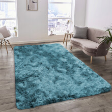 (120cm x 170cm (4ft x 5ft 8")_Area Rug, Tye Dye Teal) Nonslip Shaggy Fluffy Rugs Soft Extra Large Living Room Bedroom Carpets