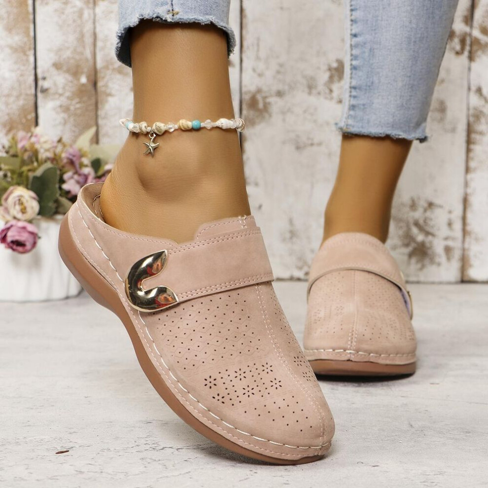 (pink, 37) Women Slippers 2025 New Summer Fashion Open Toe Shallow Sandals Flats Shoes Low Heels Slippers Slides