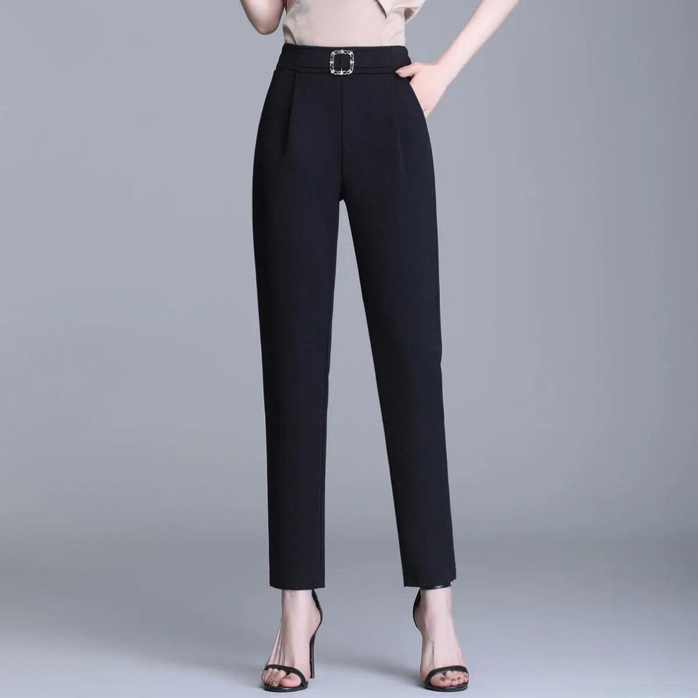 (black, XXXL) Women's Trousers Spring Summer Trousers Casual Ninth Trousers Women's Thin Universal Harem Pants with High Waist