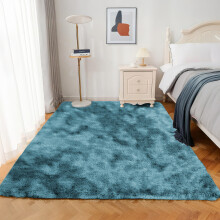 (160cm x 230cm (5ft 4" x 7ft 8")_Bedroom Rug, Tye Dye Teal) Nonslip Shaggy Fluffy Rugs Soft Extra Large Living Room Bedroom Carpets