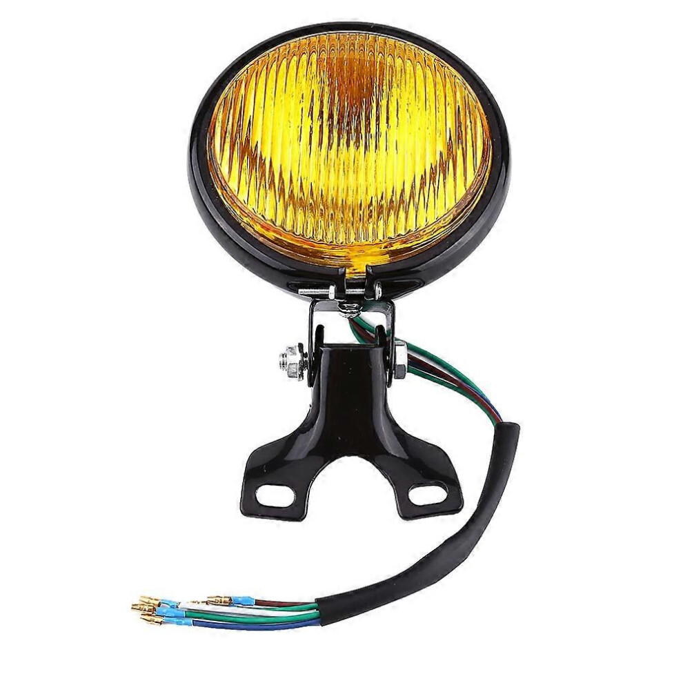 (As Show, One Size) 5" Motorcycle Headlight Lamp Bulb For Yamaha Kawasaki Honda Suzuki Choppers Round Amber 6909775595657