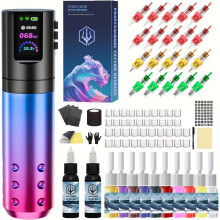 Tattoo kit , Tattoo Pen Kit with 20 PCS Tattoo Cartridge Machine, Tattoo Pen with 1800mAh Capacity Wireless Power, Tattoo Gun kit with