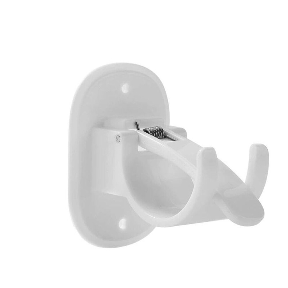 (white, 2PCS) Multifunctional Hook Nail-Free Adjustable Rod Bracket Holder Wall Hanging Rod Curtain Rail Fixed Hook Hanging Clip Shower Curtain Rod Hanging Clip