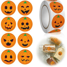 500-Piece/1roll Halloween Sticker Roll Spooky Pumpkins, Themed Designs & Self-Adhesive Perfect for Party,Halloween Sticker Decorations