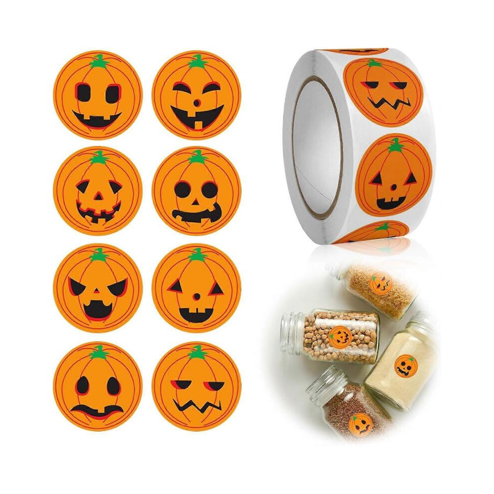 500 Halloween stickers on a roll - Scary pumpkins for parties and decorations