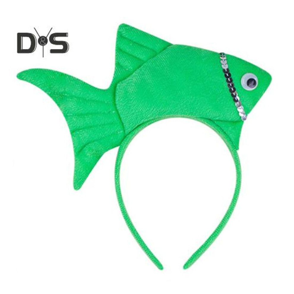 (green) Goldfish Headband Fish Design Costume Hair Hoop Adjustable Headband Cosplay Props Party Dress Up Birthday Supplies