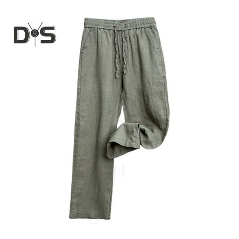 (grey, XXXL) Men's Linen Trousers Casual Loose Fit Straight Pants With Drawstring Wide Leg Golf Trousers Summer Wear For Vacation Travel Work Daily Life