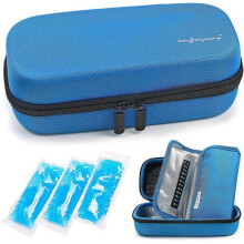 Insulin Cooler Travel Case - Handy Medication Insulated Diabetic Carrying Cooling Bag with 3 Cooler Ice Pack (Blue)