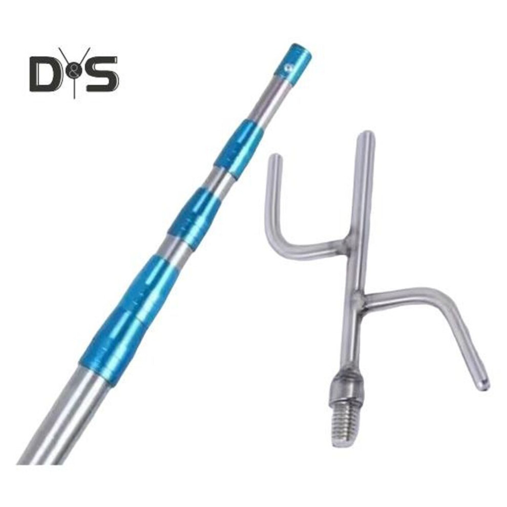 (blue, 150 - mm) Stainless Steel Telescopic Capture Pole With Pickup Hook Curtain Puller Clothes Dryer Fishing Net Puller Portable Truck Cargo Grabber For Home