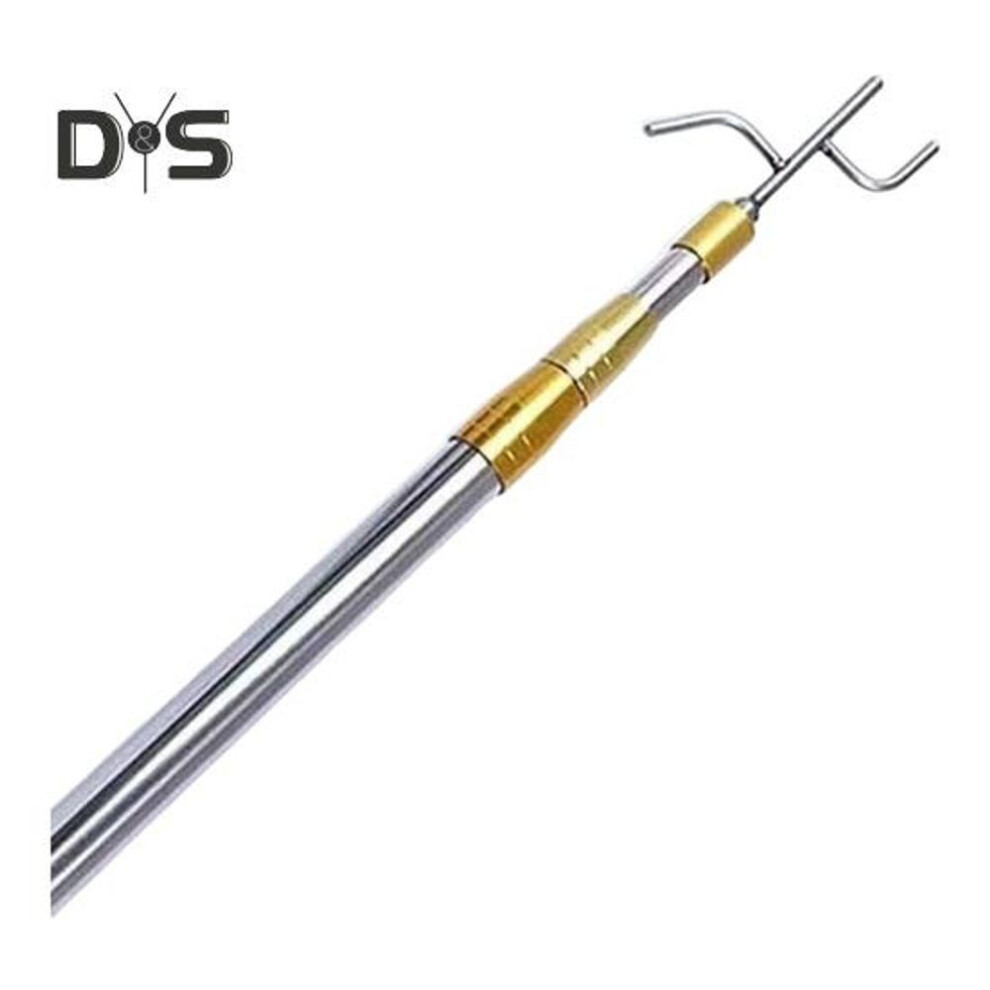 (yellow, 150 - mm) Stainless Steel Telescopic Capture Pole With Pickup Hook Curtain Puller Clothes Dryer Fishing Net Puller Portable Truck Cargo Grabber For Home
