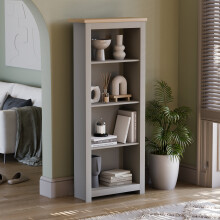 (Grey & Oak) Arlington 4 Tier Bookcase Shelf Library Storage