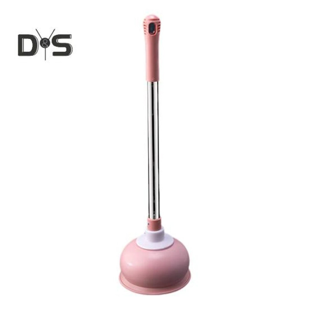 (pink) Toilet Drainer Heavy Duty Force Cup Rubber Plunger With Long Wooden Handle Toilet Dredger Home Pipe Cleaning Tool
