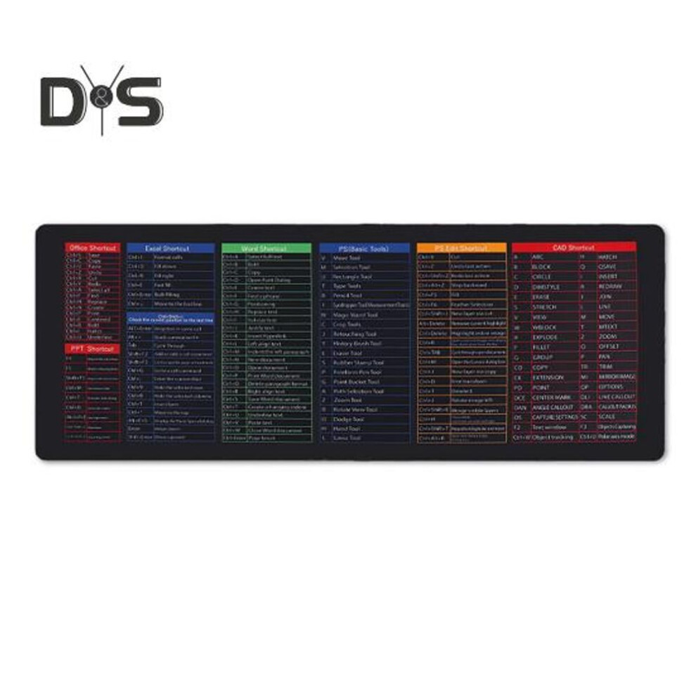 (as the picture, E) 30x80cm Large Computer Mousepad Portable Waterproof Office Power Point Excel Word Shortcut Keys Desk Mat Non-slip Rubber Desktop Mouse Pad Pc