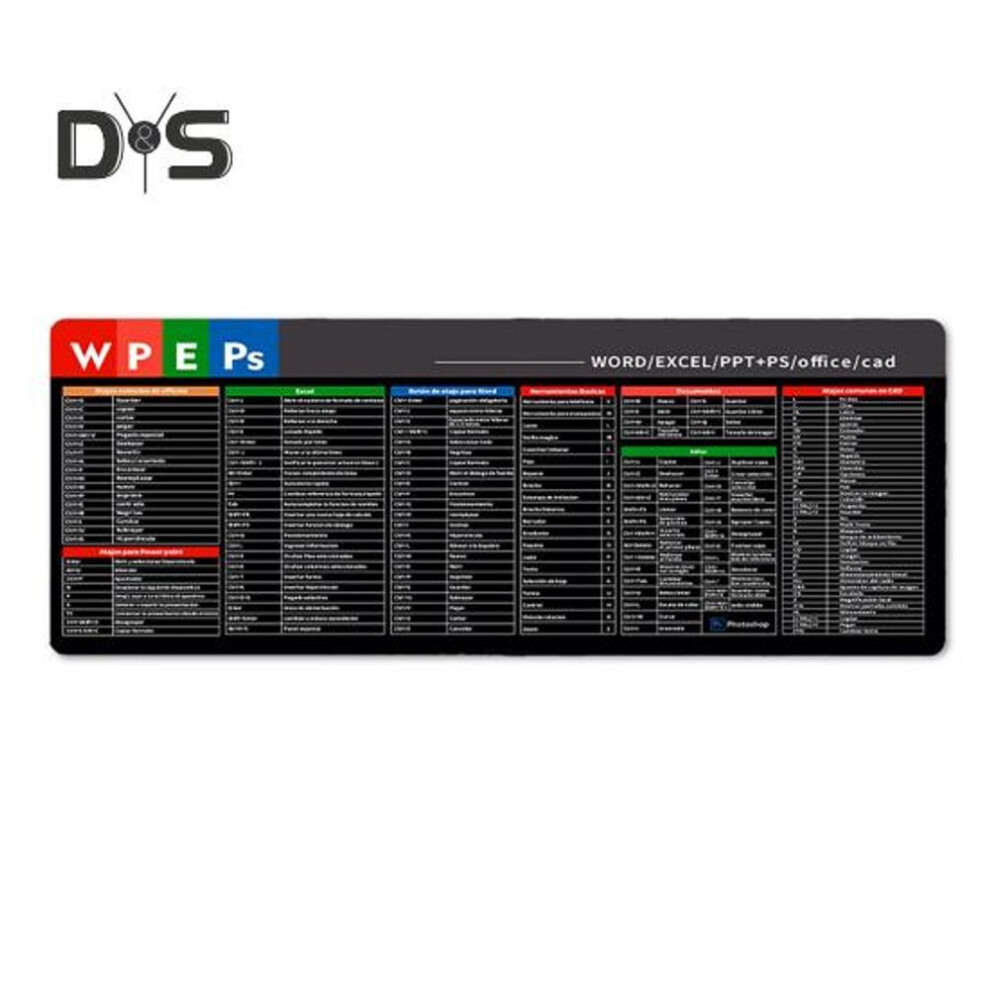 (as the picture, C) 30x80cm Large Computer Mousepad Portable Waterproof Office Power Point Excel Word Shortcut Keys Desk Mat Non-slip Rubber Desktop Mouse Pad Pc