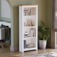 (White & Oak) Arlington 4 Tier Bookcase Shelf Library Storage