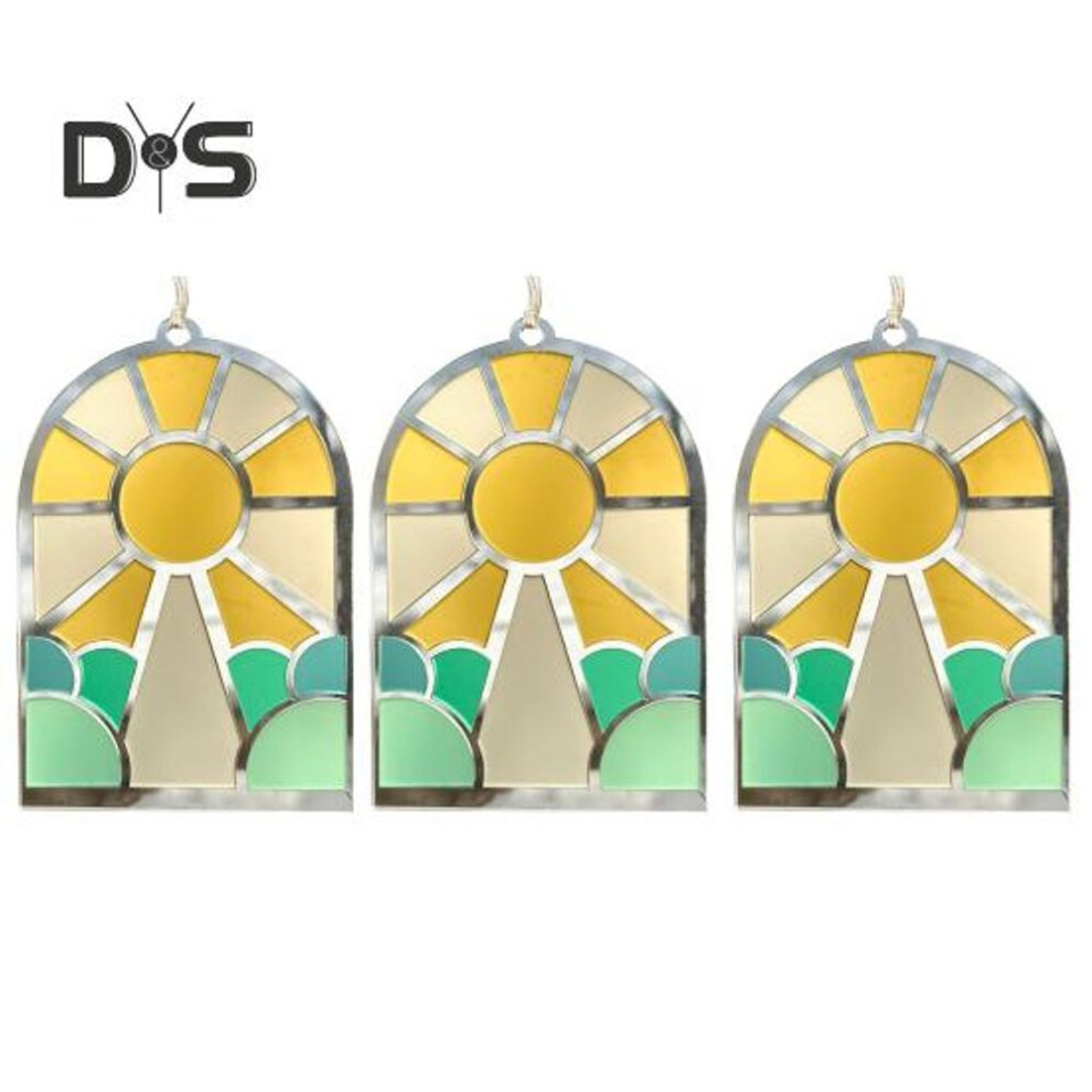(as the picture, 3pcs) 1/2/3Pcs Puzzle Suncatcher DIY Window Art Kit Handmade Hanging Sun Catcher Ornament for Home Window Decor