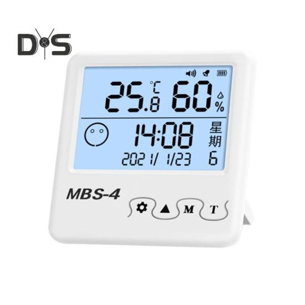 (as the picture, B) Electronic Thermometer Hygrometer LCD Display Indoor Outdoor Digital Humidity Temperature Meter Gauge Multi-functional Calendar Alarm Clock