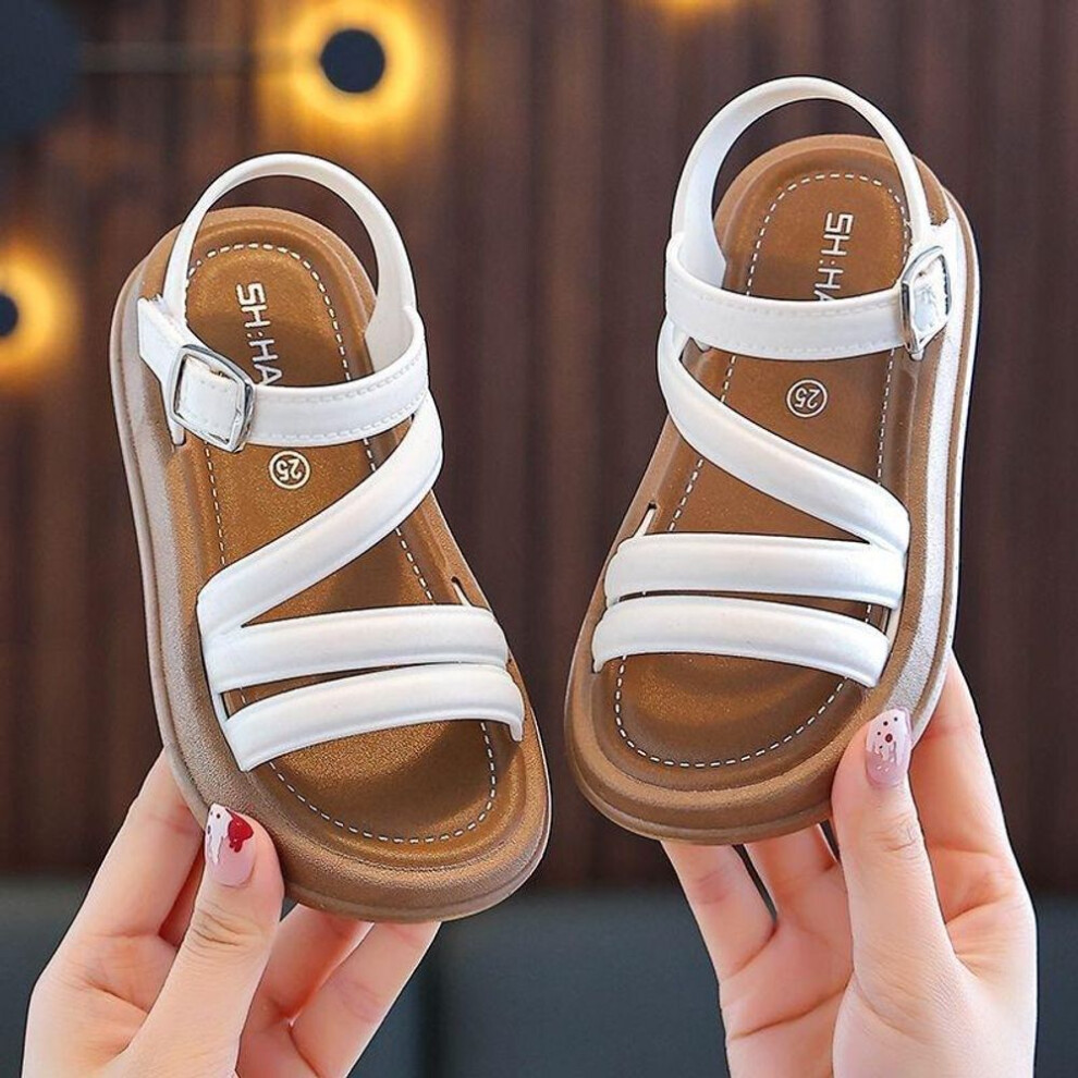 (white, 33) Girls Sandals Summer Casual Children Sandals Girls Flat Shoes Fashion Casual Non Slip Kids Beach Shoes