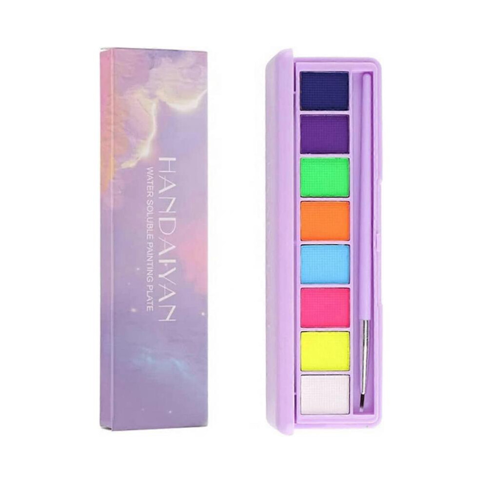 8 Colors Water Activated Eyeliner Palette,Face Paint Fluorescent Bright Rainbow Colorful Body Paint Makeup