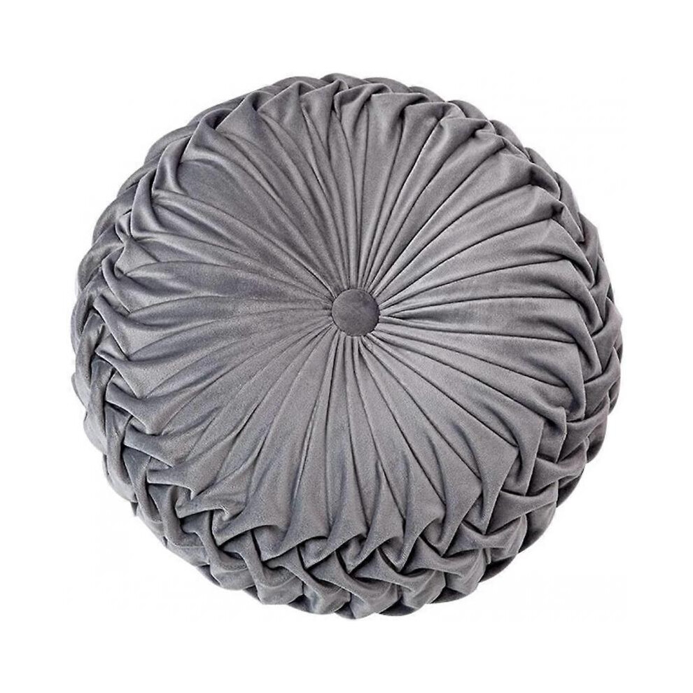 Oreiller pour Canapé Décoratif 3D Pumpkin Round Velvet Cushion for Sofa Bed Chair Floor 15 "X15", Gray