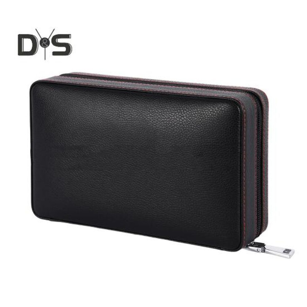 (black) Personalized Travel Humidor Storage Bag Zipper Closure Large Capacity Portable Wood Lined Humidor Protector Bag