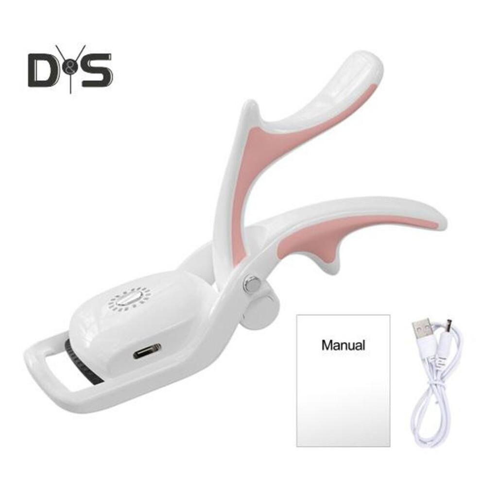 (white) Electric Heated Eyelash Curler 3 Temperature Setting Type-C Rechargeable Portable Quick Heating Women Eye Lashes Curling Tools