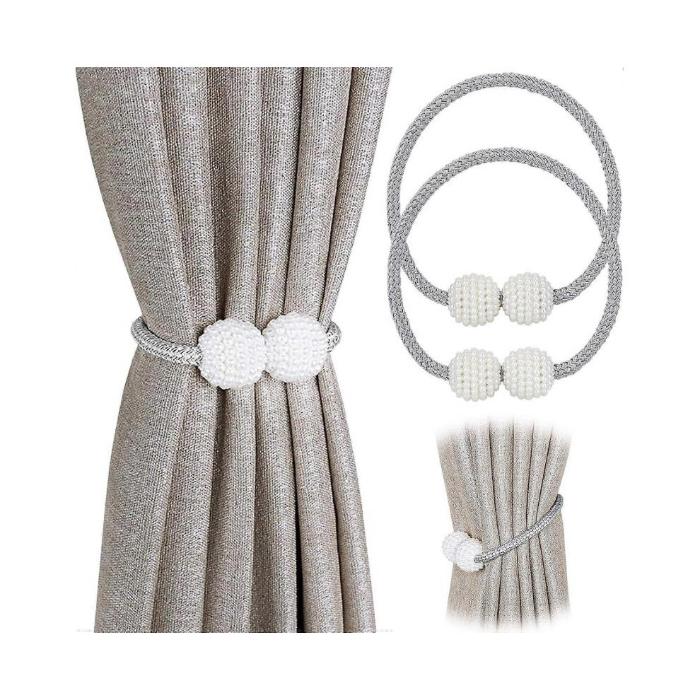 Set of 2 Magnetic Curtain Tiebacks for Small, Thin or Sheer Curtains Gray Curtain Tieback