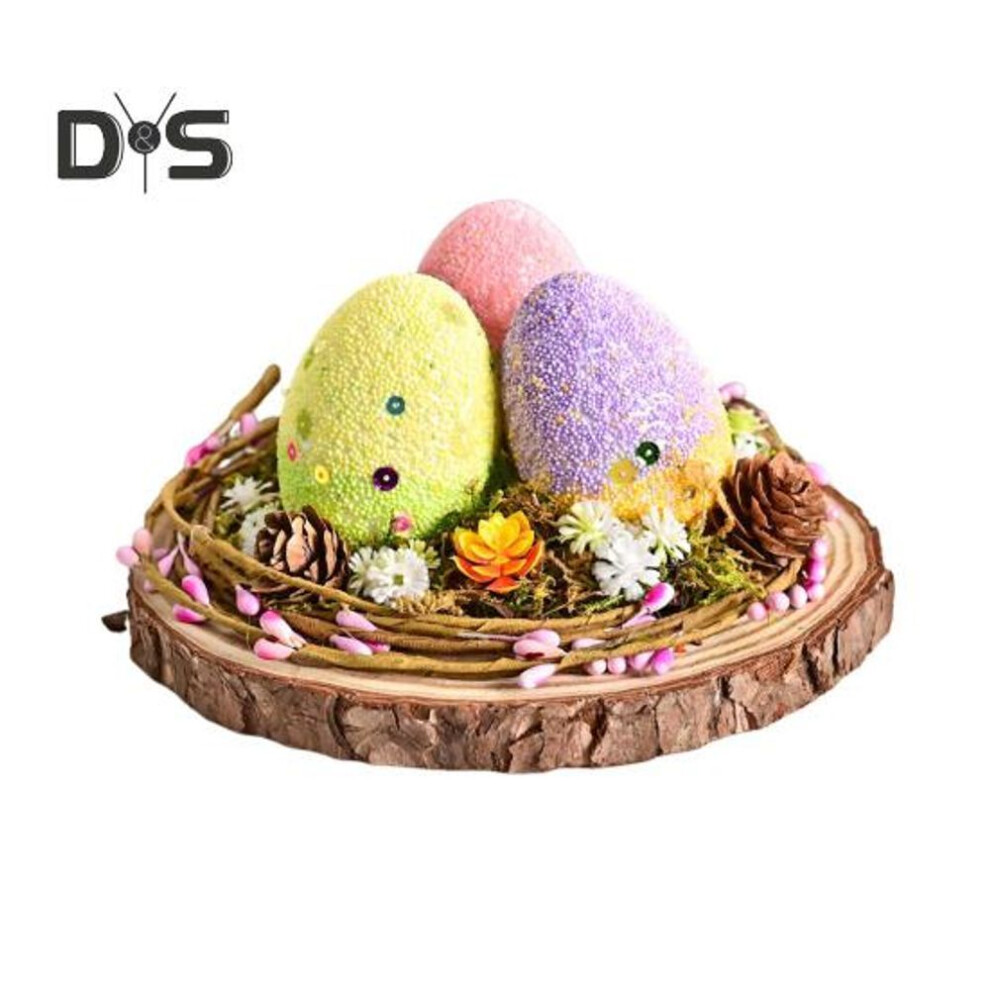 (as the picture, B) Easter Eggs Ornament Artificial Bird Nest With Colorful Eggs Artificial Plants Foam Eggs Easter Centerpiece For Home Dinning Table Mantel Garden
