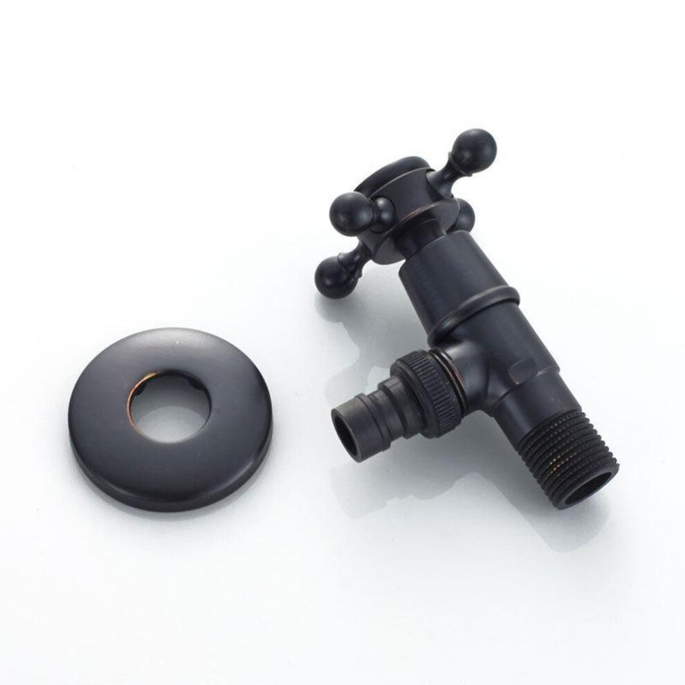 (black) 1pc Antique Black Brass Bibcock Washing Machine Faucet Bathroom Corner Garden Outdoor Balcony Tap Thread G1/2' Wall Mount