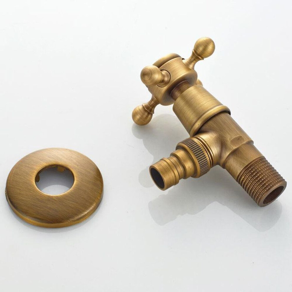 (as the picture) 1pc Antique Black Brass Bibcock Washing Machine Faucet Bathroom Corner Garden Outdoor Balcony Tap Thread G1/2' Wall Mount