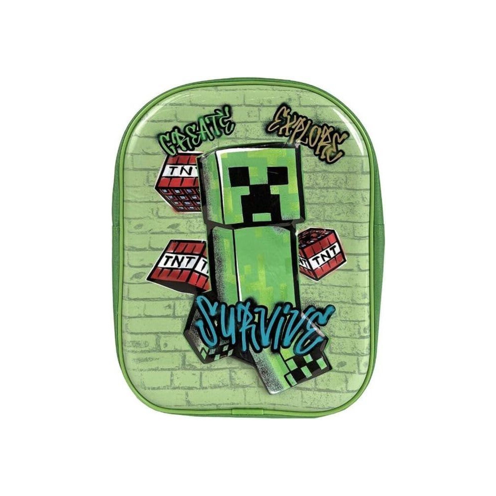Minecraft Creeper TNT Create Explore Survive Backpack School Bag