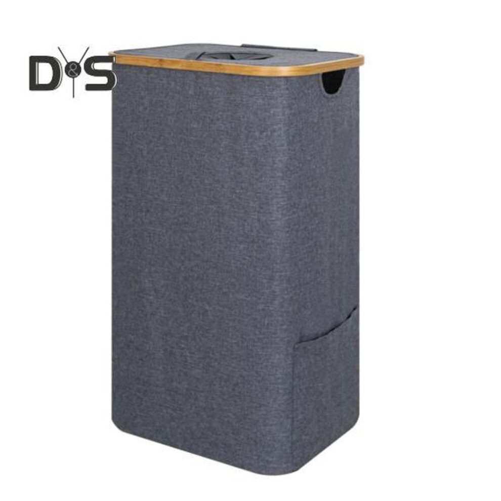 (grey) Storage Basket with Detachable Mesh Bag 100L Large Capacity Clothes Laundry Hamper Storage Basket with Dustproof Lid