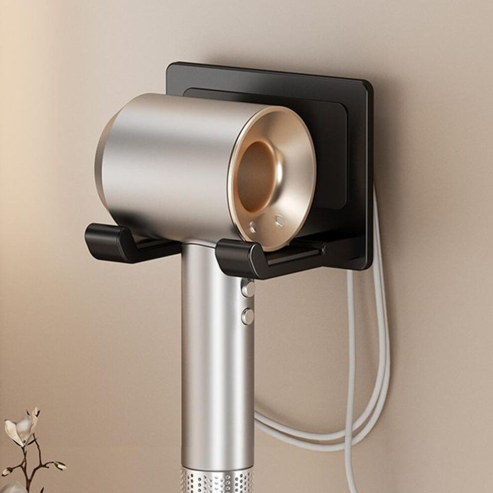 (black) Aluminium Hair Dryer Rack Wall Mounted Bathroom Storage Organizer For Dyson Hairdryer Stand Support Cradle Holder Shelves