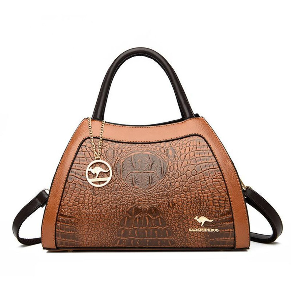 (yellow) Crossbody Shoulder Bag Vintage Alligator Print Women's Tote