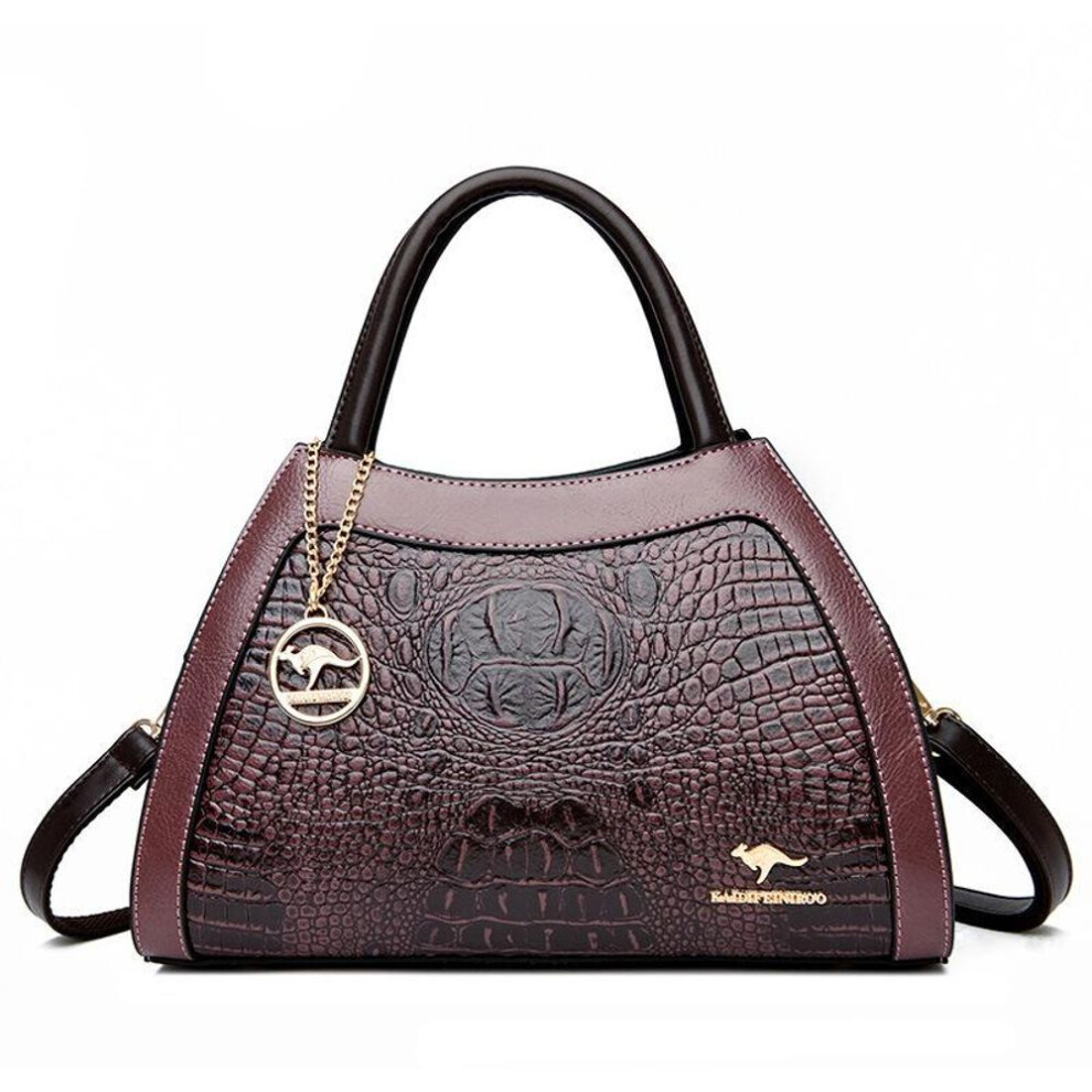 (purple) Crossbody Shoulder Bag Vintage Alligator Print Women's Tote