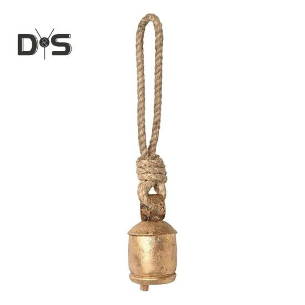 (antique bronze, S) Metal Vintage Bells with Jute Hanging Rope Decorative Cow Bell Metal Wind Chimes with Melodious Sound for Weddings Parties And Christmas Wreaths