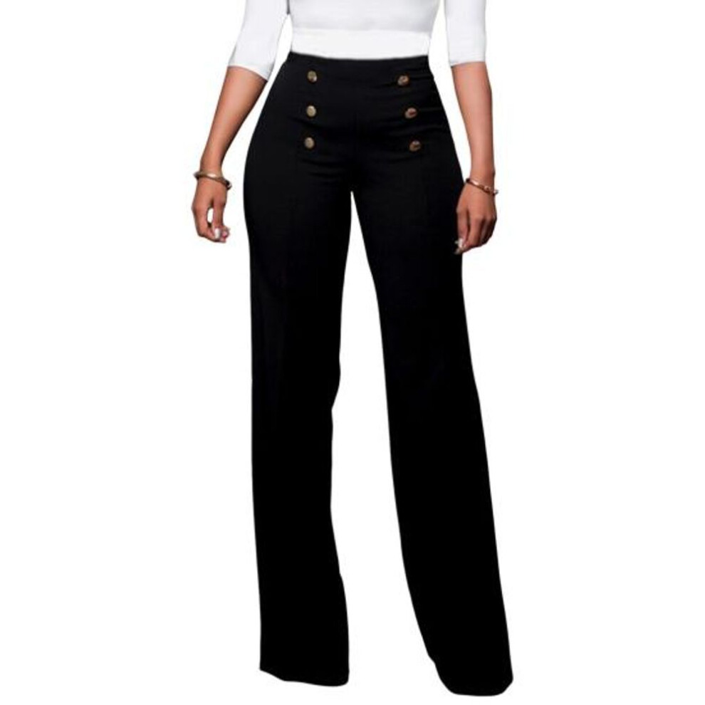 (black, S) Women's Stretchy Bootcut Dress Pants Casual High Waist Straight Leg Business Slacks Button Front Workwear Yoga Trousers for Office Work