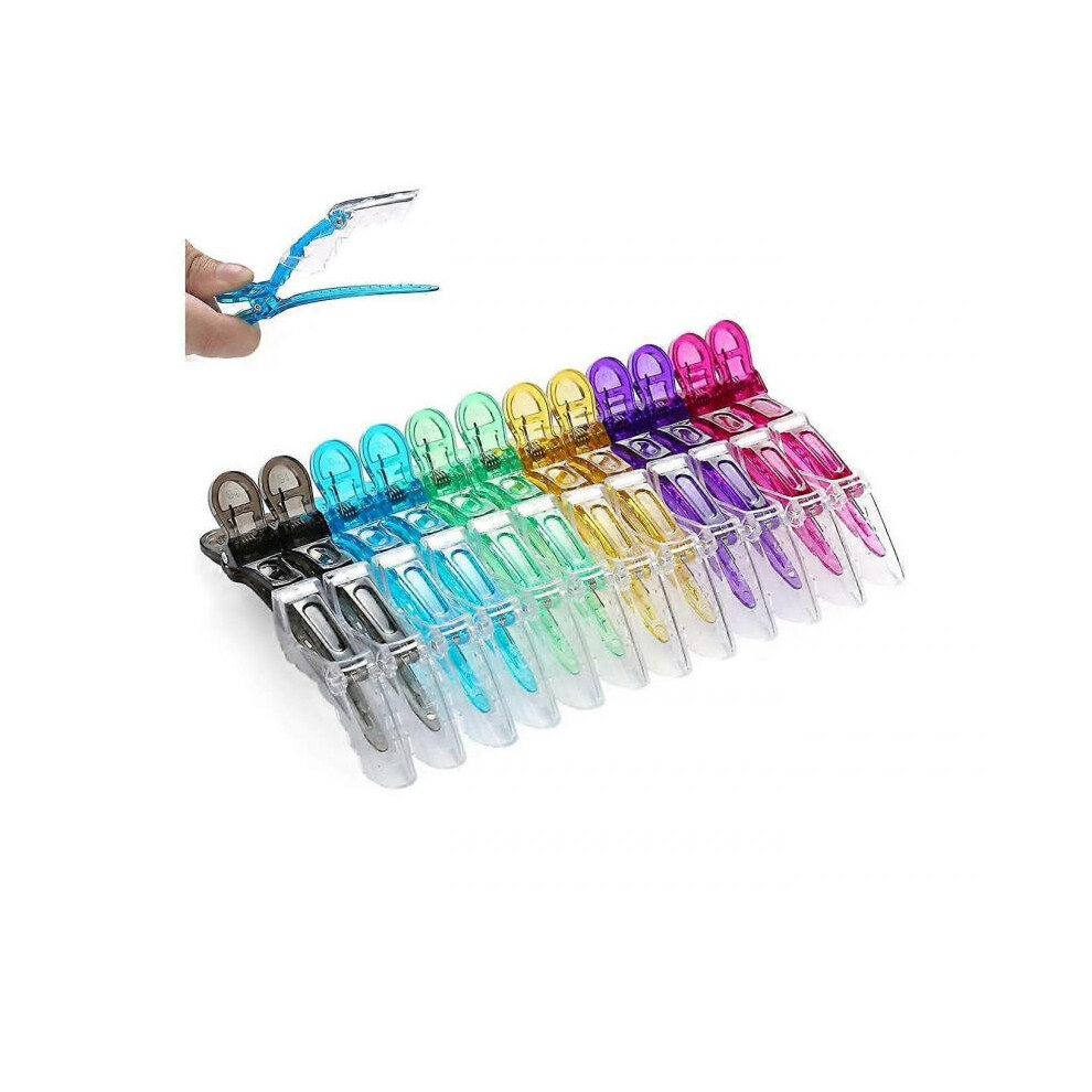 Unisex Hair Clips For Styling 12 Pcs Wide Teeth & Double-Hinged Design Alligator Styling Sectioning Clips Of Professional Hair Salon