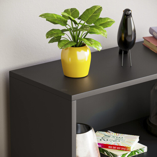 Vida Designs (Black) Cambridge 3 Tier Wide Low Bookcase Storage Shelf 2