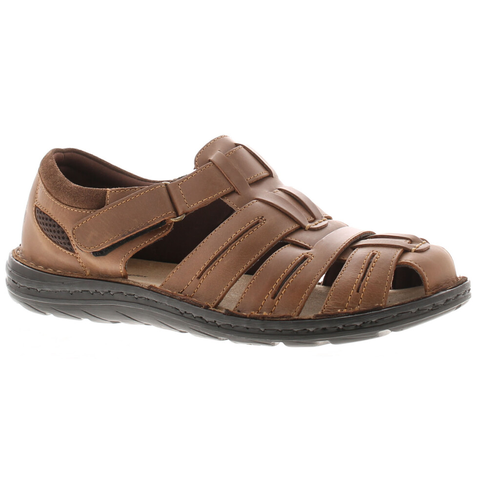 Hush Puppies Mens Sandals Albert Fisherman Leather Walking Touch Fastening Tan U