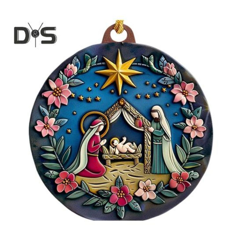 (as the picture, A) Nativity Christmas Ornaments Religious Xmas Tree Nativity Scene Decorations The Birth Of Jesus Christian Ornaments For Home Farmhouse Holiday Decor
