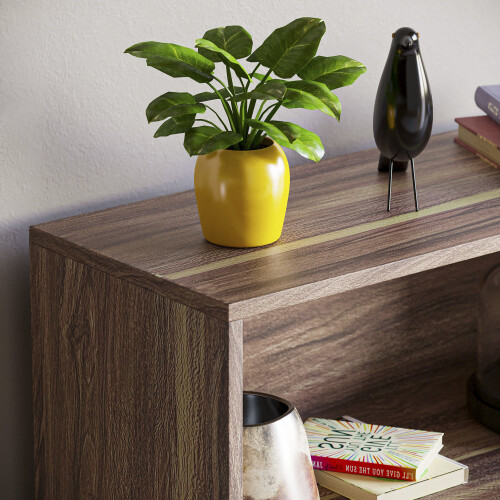 Vida Designs (Walnut) Cambridge 3 Tier Wide Low Bookcase Storage Shelf 2