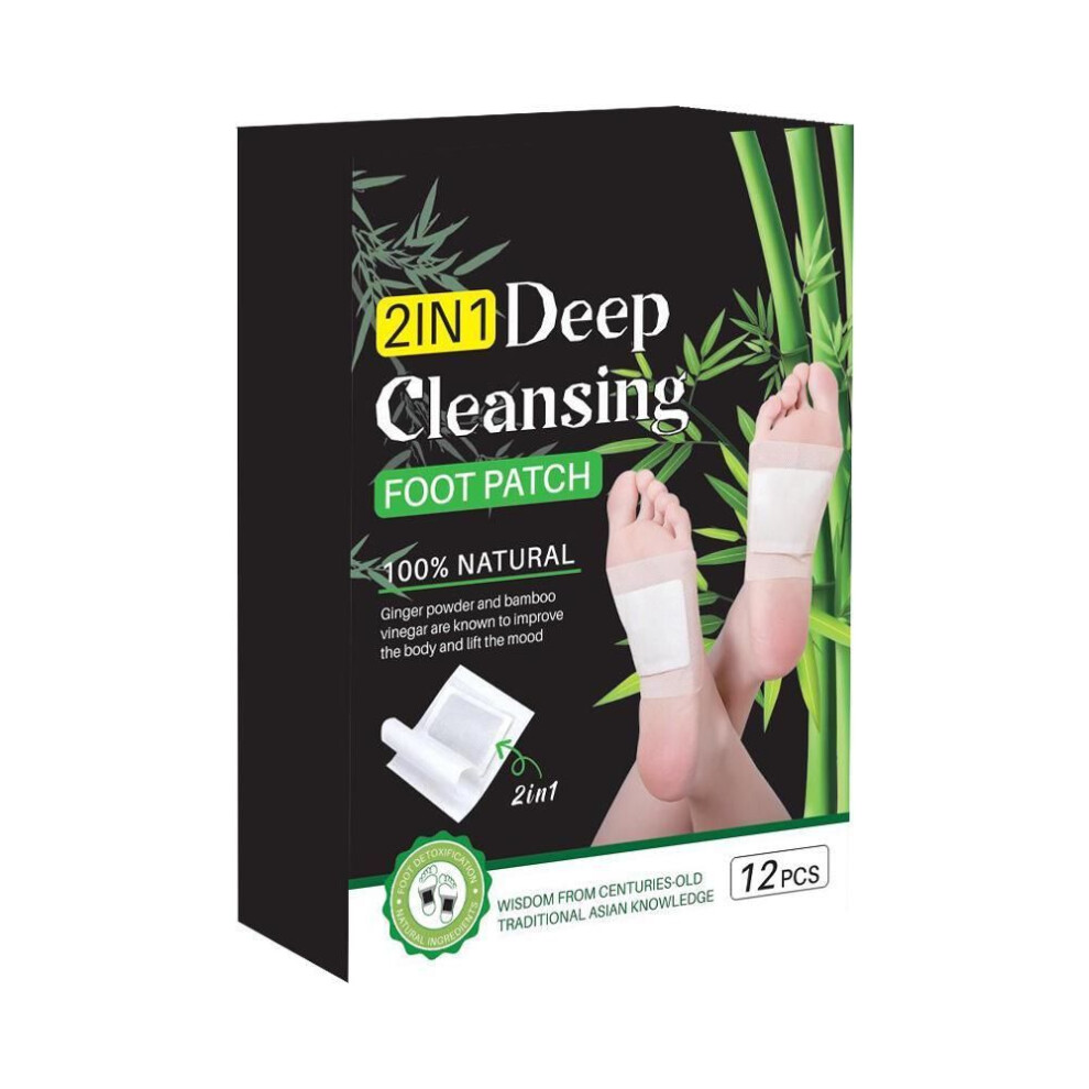 (as the picture, No. 3 English version) Mugwort & Bamboo Charcoal Foot Patches - Sleep Aid & Foot Massage - 12 Patch Pack