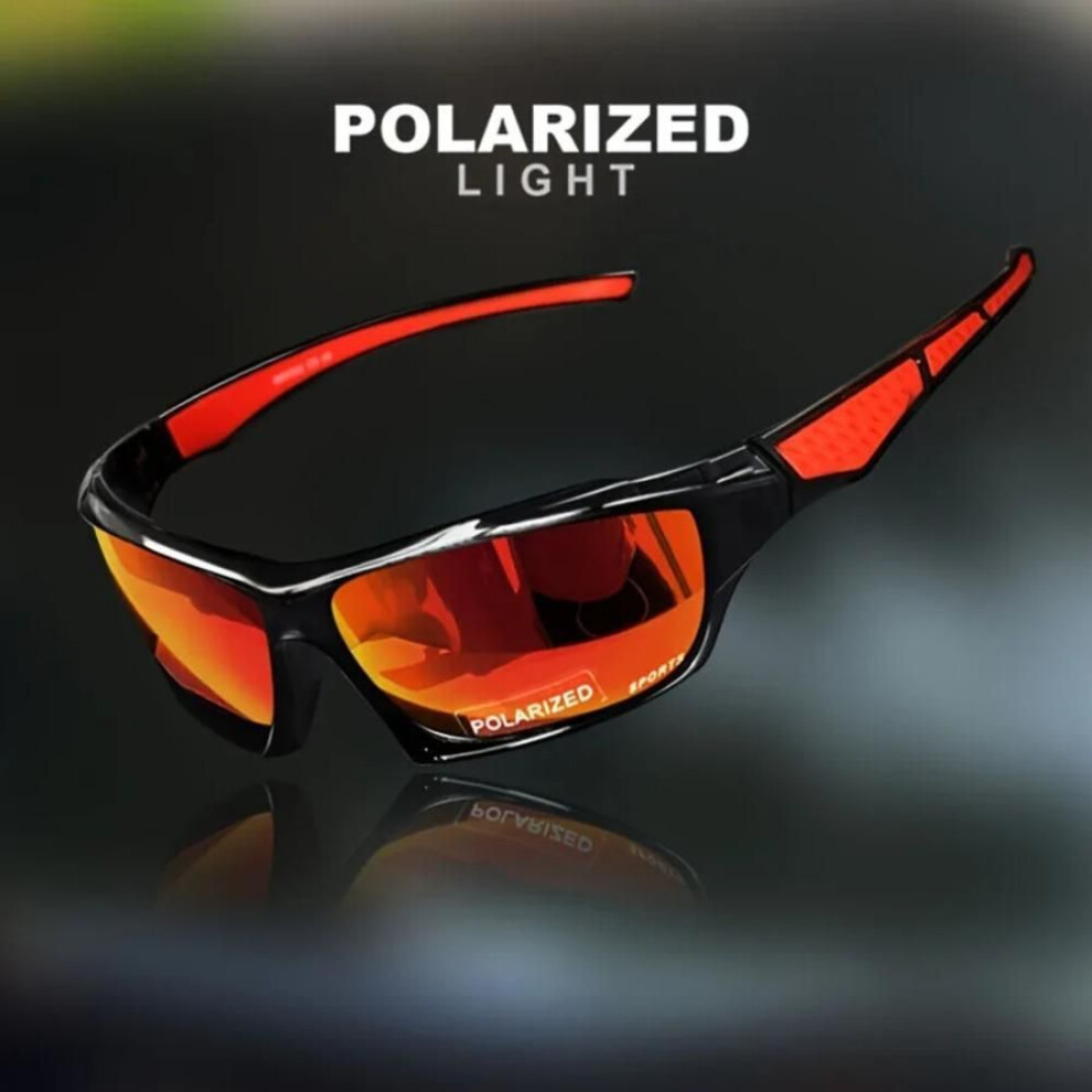 (Red) Hd Lens Polarized Cycling Sunglass Uv400 Outdoor Sport Goggle Uv Resistant Cycling Glass Riding Red